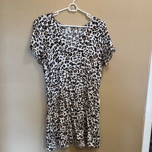 Leopard Print Short Sleeve Dress